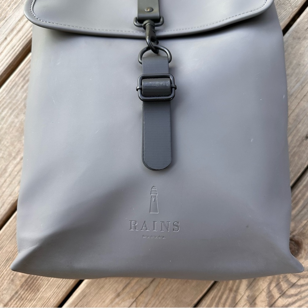 RAINS Rucksack Waterproof Backpack Grey Black - Picture 3 of 16